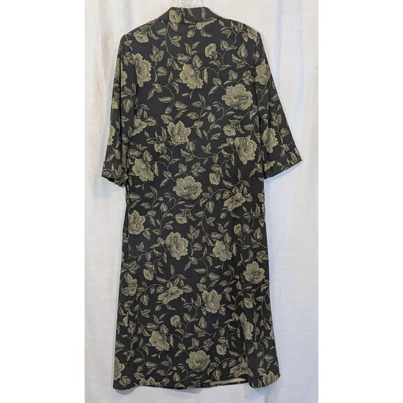 Vintage Talbots Size 6 Green Floral Button Up Midi Jacket Dress Long Duster - Picture 3 of 15